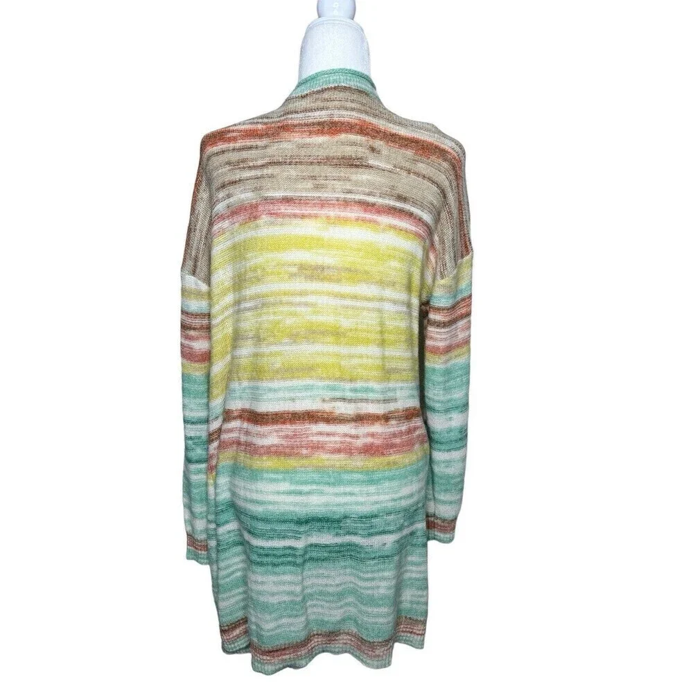 Soft Surroundings Women's Size L Open Front Long Duster Cardigan Juniper Sweater